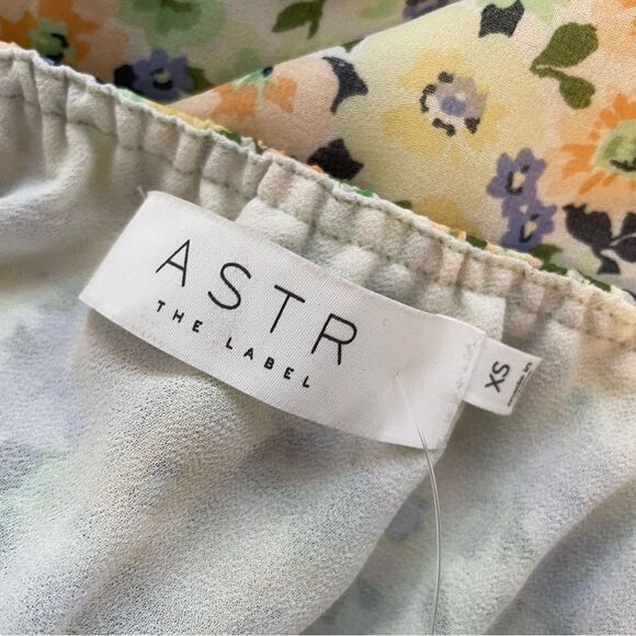 ASTR the Label Irma Puff Sleeve Dress Midi Yellow Blue Floral XS NWT - Picture 8 of 9